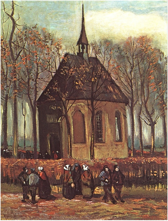 Congregation Leaving the Reformed Church in Nuenen by Van Gogh