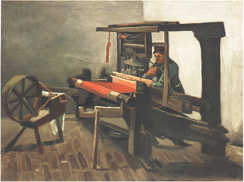 Van Gogh Weaver Facing Left with Spinning Wheel