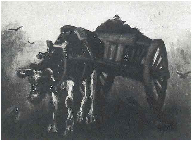 Vincent van Gogh's Cart with Black Ox Painting