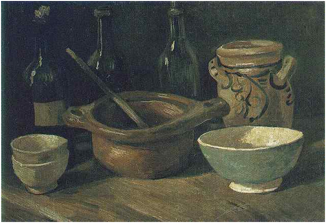 Still Life with Earthenware and Bottles by Vincent Van 