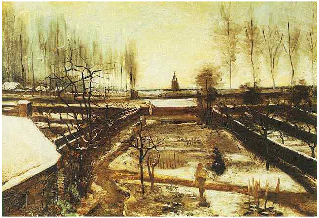 Parsonage Garden at Nuenen in the Snow, The by Vincent Van Gogh - 384