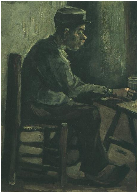 Vincent van Gogh Peasant Sitting at a Table Painting Vincent van Gogh's Peasant Sitting at a Table Painting