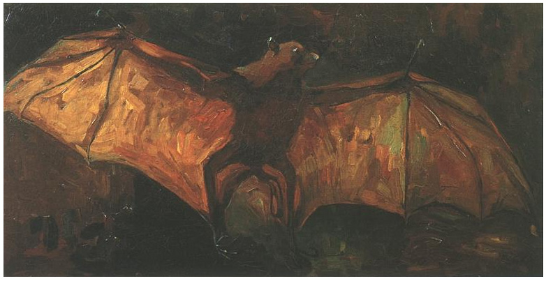 Van Gogh Flying Fox Bat FRAMED CANVAS PAINTING ART PRINT WALL w2 549 