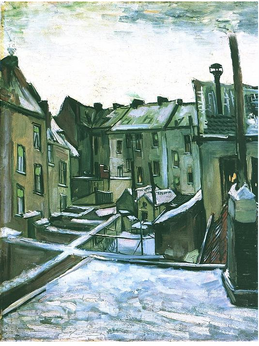 Backyards of old Houses in Antwerp in the Snow - Vincent van Gogh