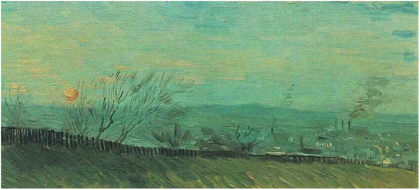 Vincent van Gogh Factories Seen from a Hillside in Moonlight Painting Vincent van Gogh's Factories Seen from a Hillside in Moonlight Painting