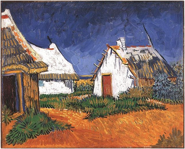 Van Gogh Painting Three White Cottages in Saintes-Maries