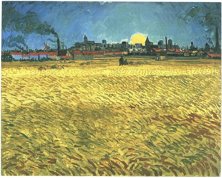 Vincent van Gogh Sunset: Wheat Fields Near Arles Painting Vincent van Gogh's Sunset: Wheat Fields Near Arles Painting