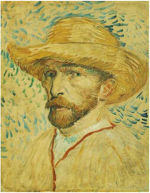 Vincent van Gogh's Autorretrato con sombrero de paja Painting