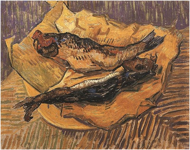 Vincent van Gogh's Still Life: Bloaters on a Piece of Yellow Paper Painting