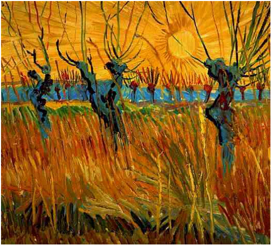 Vincent van Gogh Willows at Sunset Painting Vincent van Gogh's Willows at Sunset Painting