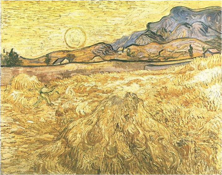 Wheat Field with Reaper and Sun