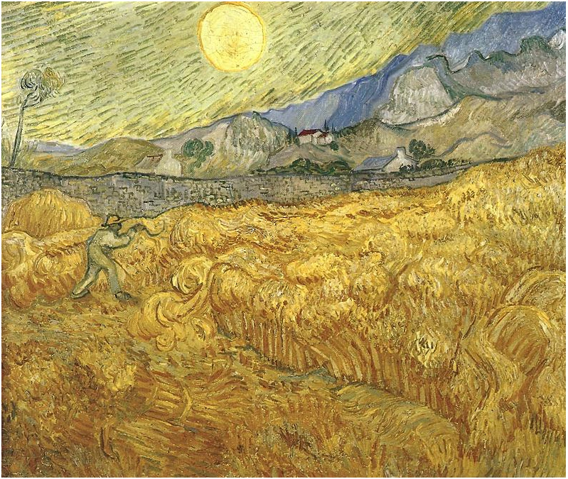 Wheat Field Behind Saint Paul Hospital with a Reaper