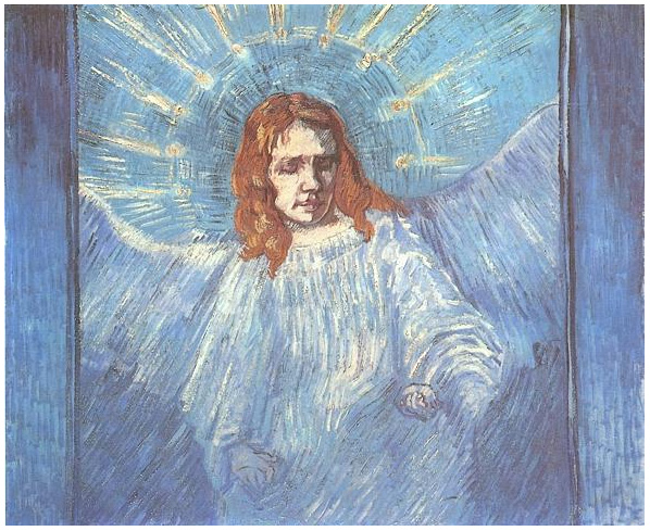Vincent van Gogh's Media figura de un ángel (después de Rembrandt) Painting