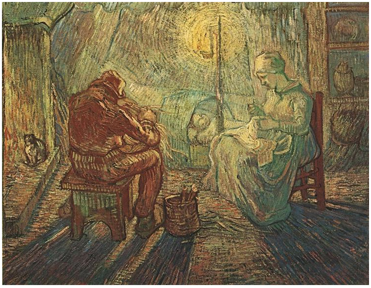 Vincent van Gogh's La tarde: La guardia (después de Millet) Painting