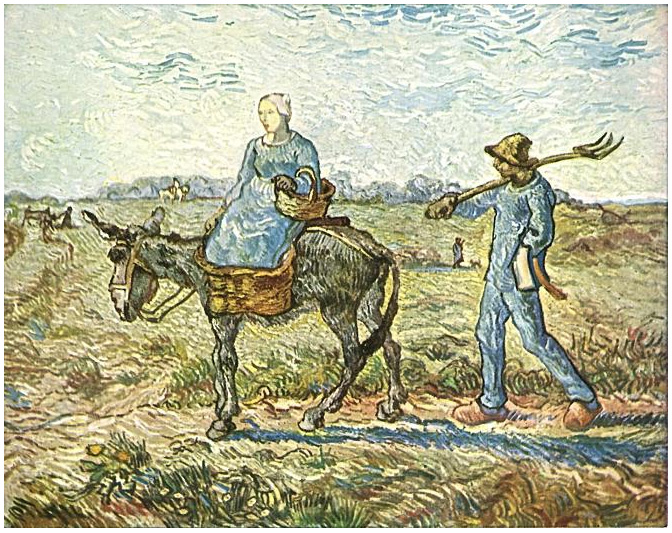 Vincent van Gogh's Mañana: Pareja campesina de camino al trabajo (después de Millet) Painting