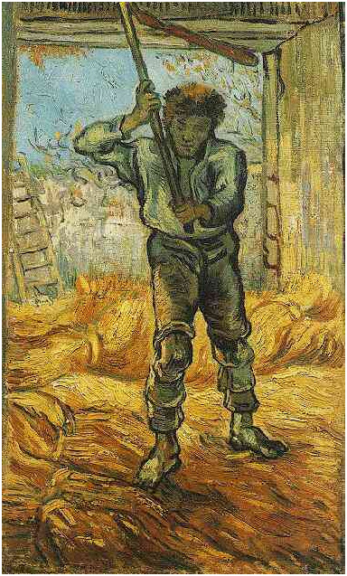 Vincent van Gogh's La trilladora (después de Millet) Painting