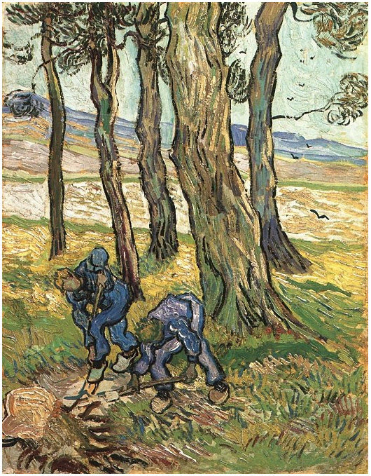 Vincent van Gogh Two Diggers among Trees Painting Vincent van Gogh's Two Diggers among Trees Painting