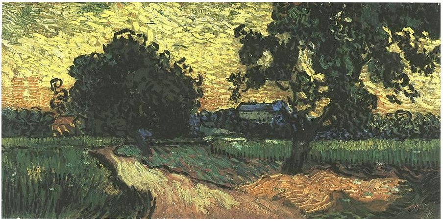 Vincent van Gogh Landscape with the Chateau of Auvers at Sunset Painting Vincent van Gogh's Landscape with the Chateau of Auvers at Sunset Painting