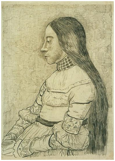 Vincent van Gogh's La hija de Jacob Meyer (después de Holbein) Drawing
