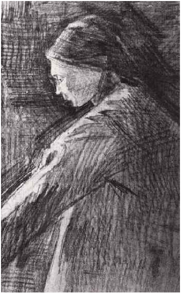 Vincent van Gogh Standing Woman, Half-Length Drawing Vincent van Gogh's Standing Woman, Half-Length Drawing