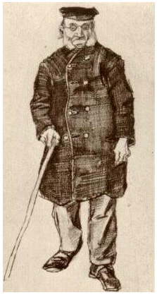 Vincent van Gogh Orphan Man with Cap and Stick Drawing Vincent van Gogh's Orphan Man with Cap and Stick Drawing