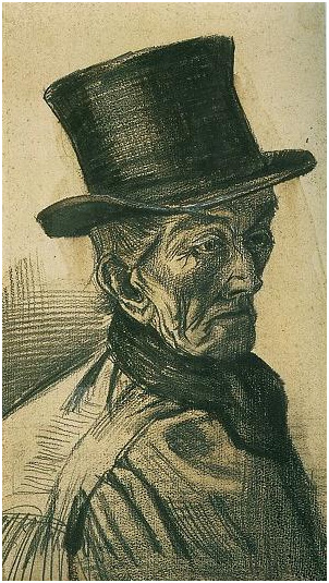 Man with Top Hat by Vincent Van Gogh - 1163 - Drawing