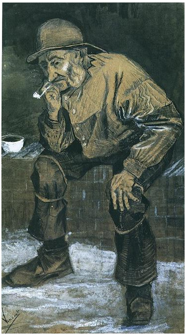 Vincent van Gogh Fisherman with Sou'wester, Sitting with Pipe Drawing Vincent van Gogh's Fisherman with Sou'wester, Sitting with Pipe Drawing