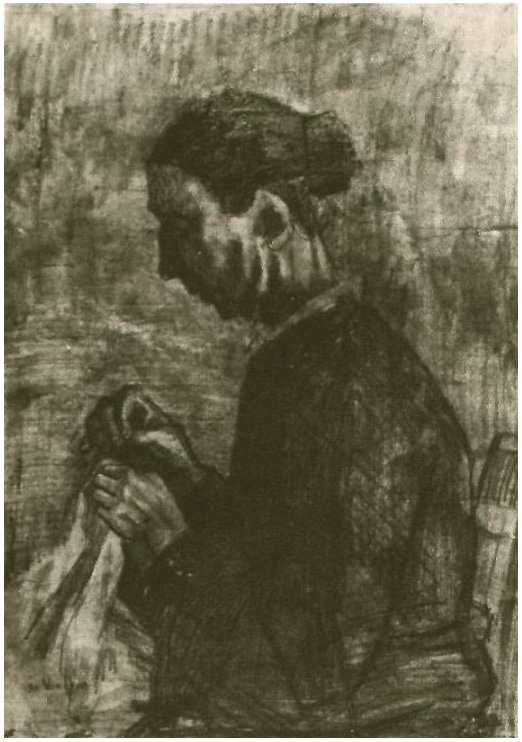 Van Gogh Drawing Sien, Sewing, Half-Figure