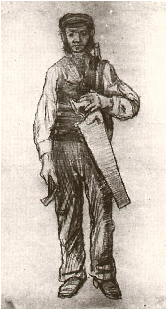 Carpenter by Vincent Van Gogh - 828 - Drawing - Pencil