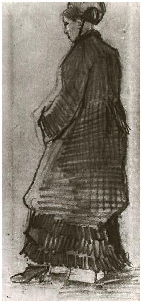 Vincent van Gogh Woman with Hat, Coat and Pleated Dress Drawing Vincent van Gogh's Woman with Hat, Coat and Pleated Dress Drawing
