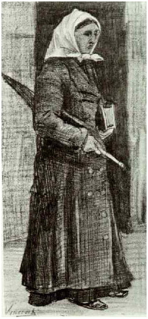 Van Gogh Drawing Sien with Umbrella and Prayer Book