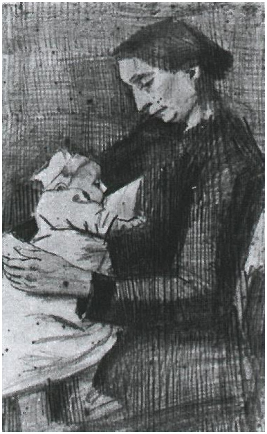 Van Gogh Drawing Sien Nursing Baby, Half-Figure