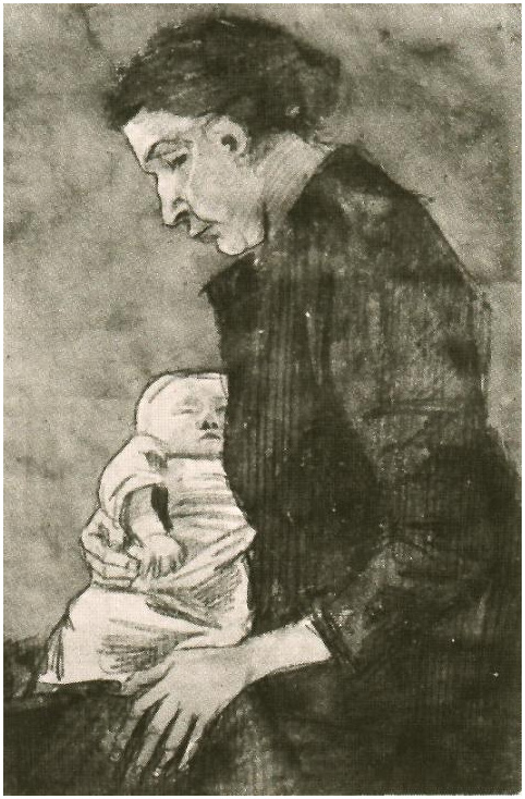 Sien Nursing Baby Half Figure by Vincent Van Gogh 1483