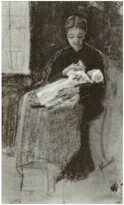 Vincent van Gogh Sien Nursing Baby Watercolor Vincent van Gogh's Sien Nursing Baby Watercolor