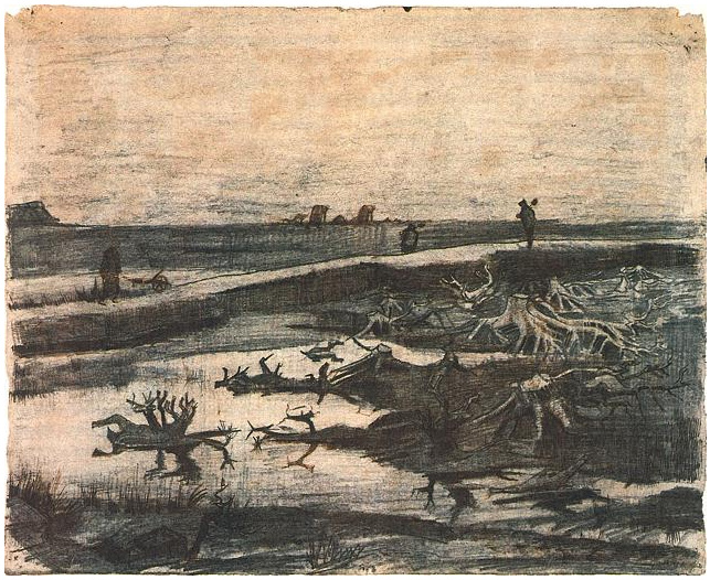 Vincent van Gogh Landscape with Bog-Oak Trunks Drawing Vincent van Gogh's Landscape with Bog-Oak Trunks Drawing