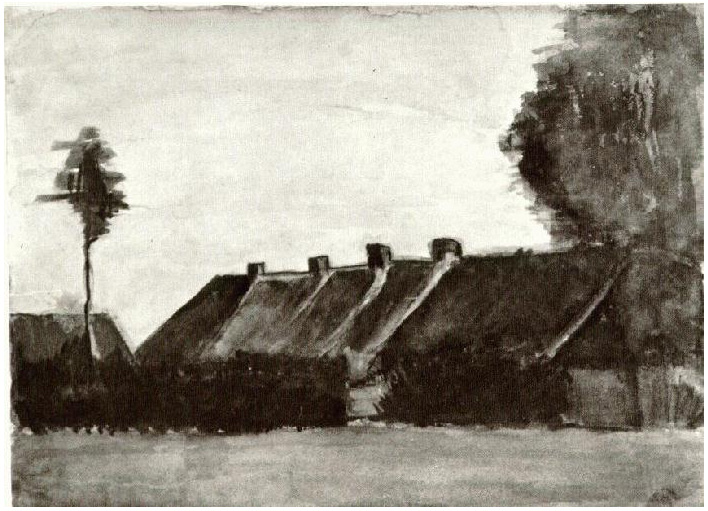 Vincent van Gogh Group of Farmhouses Watercolor Vincent van Gogh's Group of Farmhouses Watercolor