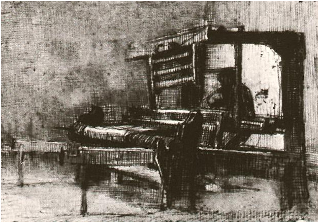 Vincent van Gogh Weaver Facing Left Drawing Vincent van Gogh's Weaver Facing Left Drawing