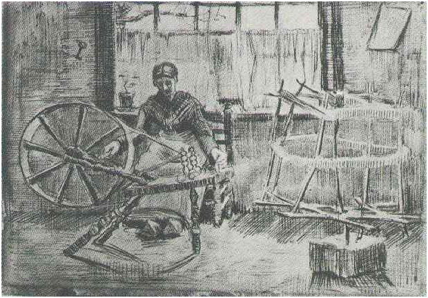 Vincent van Gogh Woman Reeling Yarn Drawing Vincent van Gogh's Woman Reeling Yarn Drawing