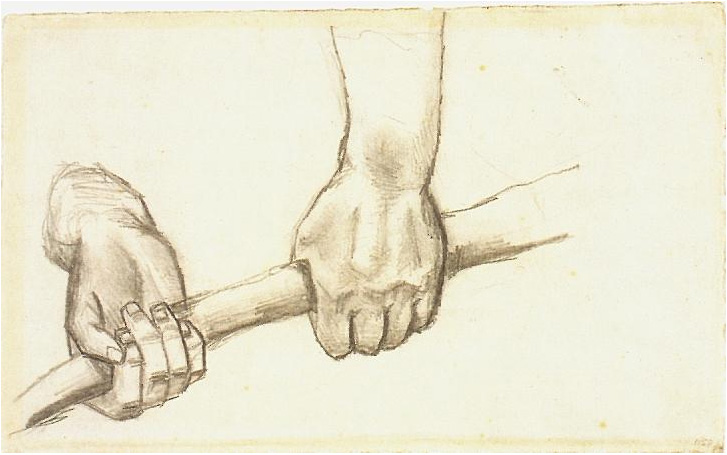 Vincent van Gogh Two Hands with a Stick Drawing Vincent van Gogh's Two Hands with a Stick Drawing