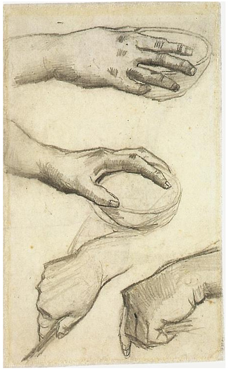 Vincent van Gogh Four Hands, Two Holding Bowls Drawing Vincent van Gogh's Four Hands, Two Holding Bowls Drawing