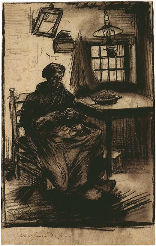 Vincent van Gogh Woman Shelling Peas Drawing Vincent van Gogh's Woman Shelling Peas Drawing
