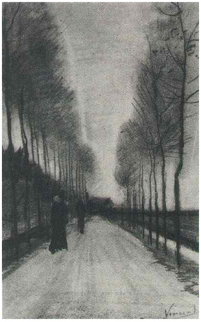 Vincent van Gogh Lane of Poplars Drawing Vincent van Gogh's Lane of Poplars Drawing