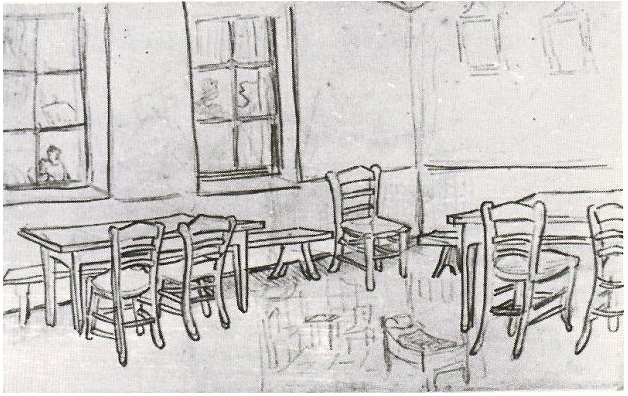 Vincent van Gogh Interior of a Restaurant Drawing Vincent van Gogh's Interior of a Restaurant Drawing
