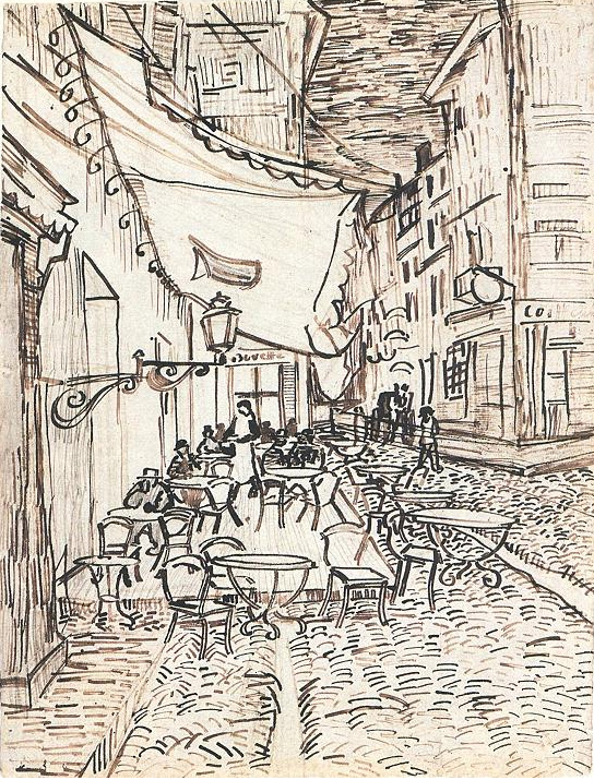 The Café Terrace on the Place du Forum - drawing
