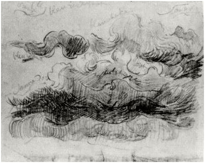 Vincent van Gogh Sketch of Clouds with Colour Annotations Drawing Vincent van Gogh's Sketch of Clouds with Colour Annotations Drawing