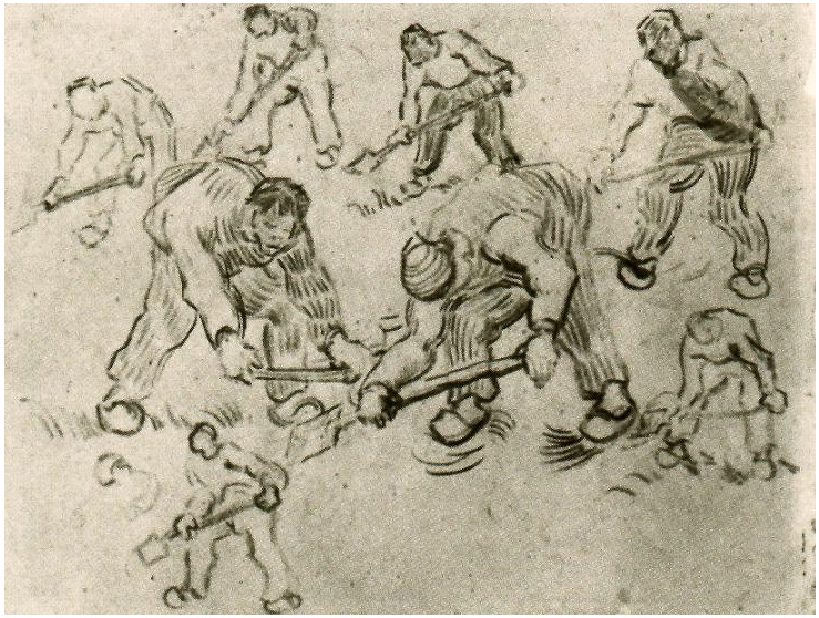 Vincent van Gogh Sheet with Sketches of Diggers and Other Figures Drawing Vincent van Gogh's Sheet with Sketches of Diggers and Other Figures Drawing