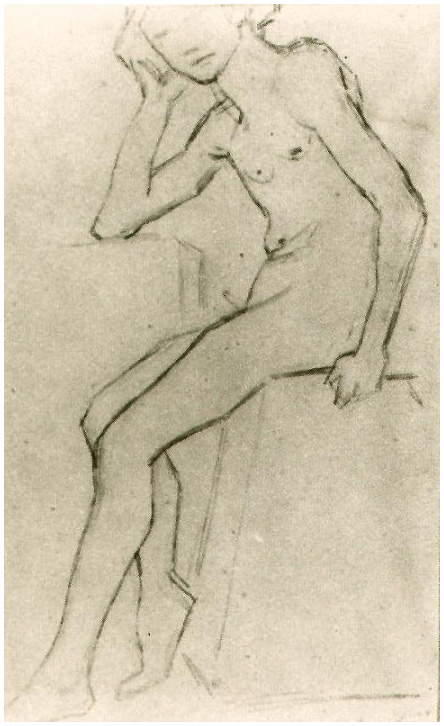 Vincent van Gogh's Desnudo sentado (después de Bargues) Drawing