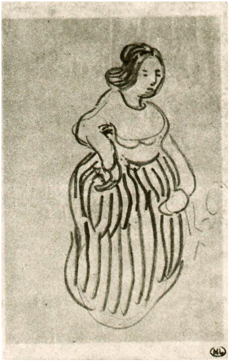 Vincent van Gogh Woman with Striped Skirt Drawing Vincent van Gogh's Woman with Striped Skirt Drawing