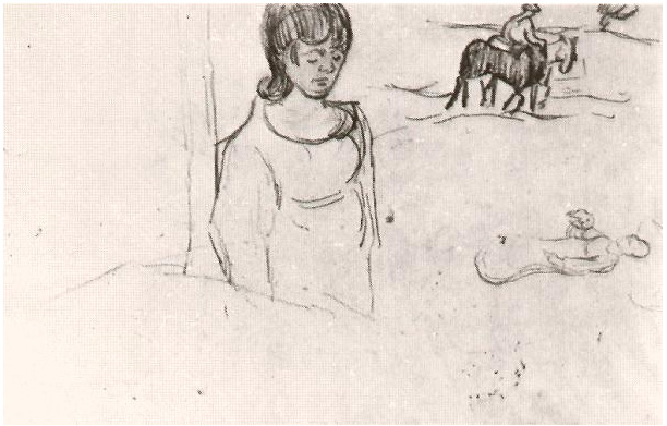 Vincent van Gogh Sheet with a Few Sketches of Figures Drawing Vincent van Gogh's Sheet with a Few Sketches of Figures Drawing