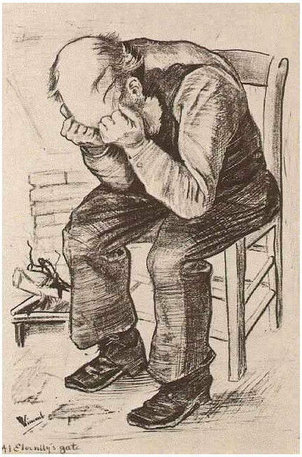 Vincent van Gogh's Viejo con su cabeza en sus manos (a la puerta de eternidad) Graphic
